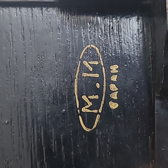 Vintage Japanese Lacquer Jewelry Box Rosewood Brass Inlay Red Velvet Mid Century - Picture 8 of 8